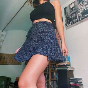 BRANDY MELVILLE blue floral wrap skirt (one size)